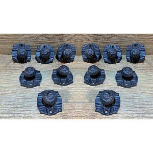 Twelve Vintage Cast Iron Drawer Pull Knob 2 1/4" wide Base Twelve (12) 0184-0062
